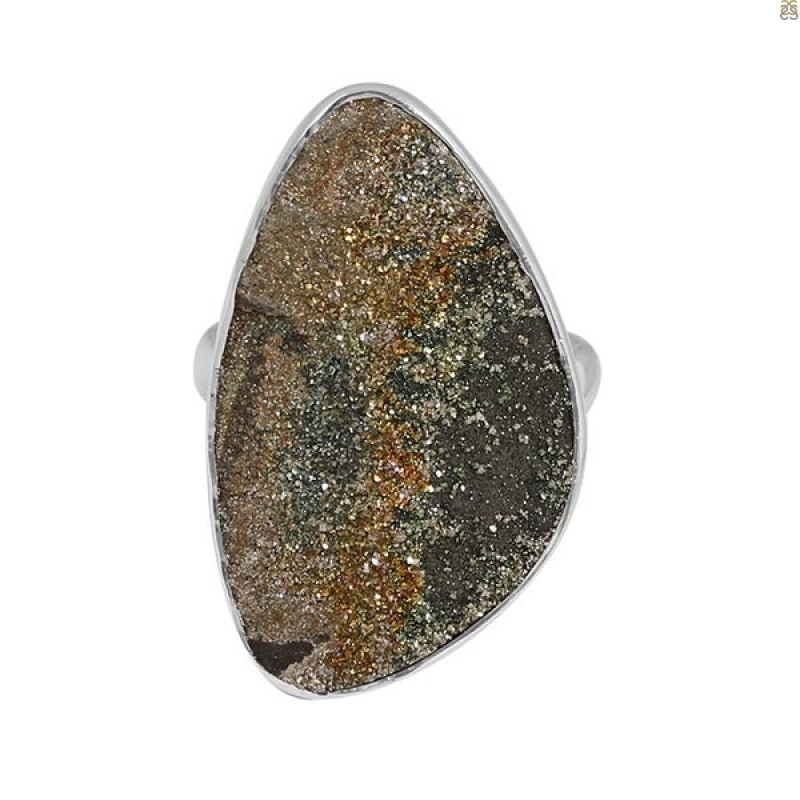 Spectropyrite Druzy Ring-R-Size-8 SPD-2-40