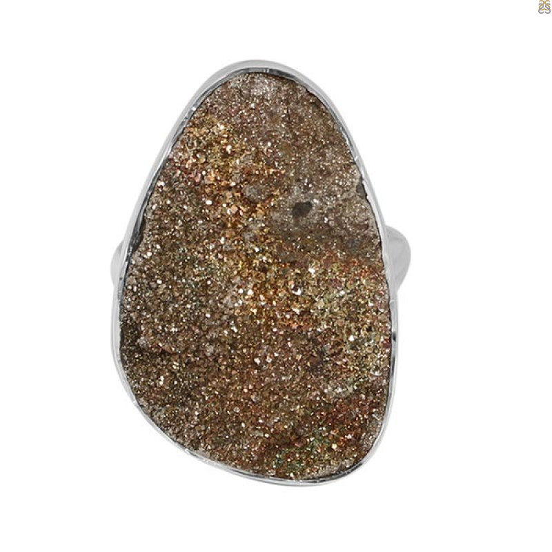 Spectropyrite Druzy Ring-R-Size-8 SPD-2-41