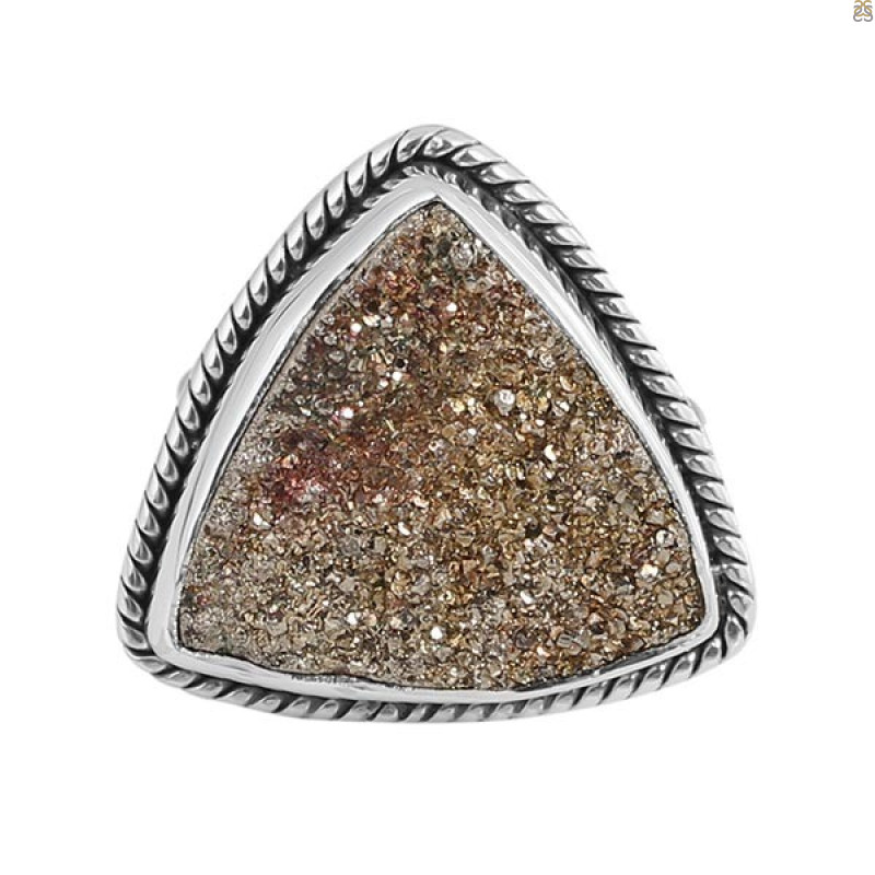 Spectropyrite Druzy Ring-R-Size-8 SPD-2-44