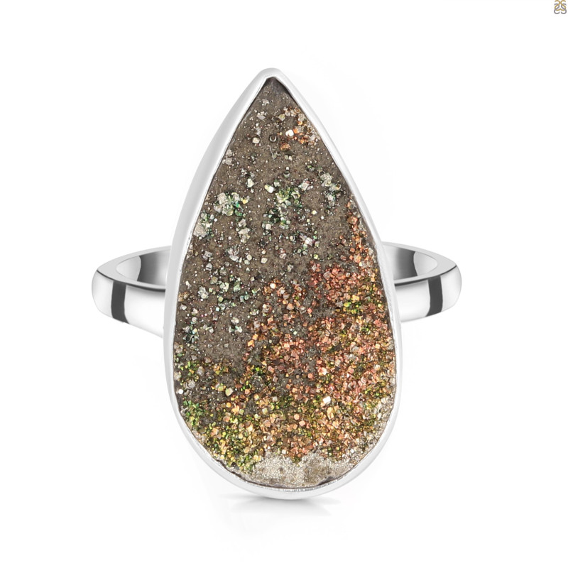 Spectropyrite Druzy Adjustable Ring-ADJ-R SPD-2-50