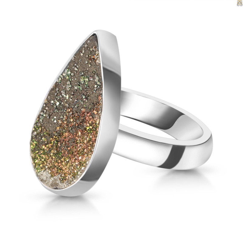 Spectropyrite Druzy Adjustable Ring-ADJ-R SPD-2-50