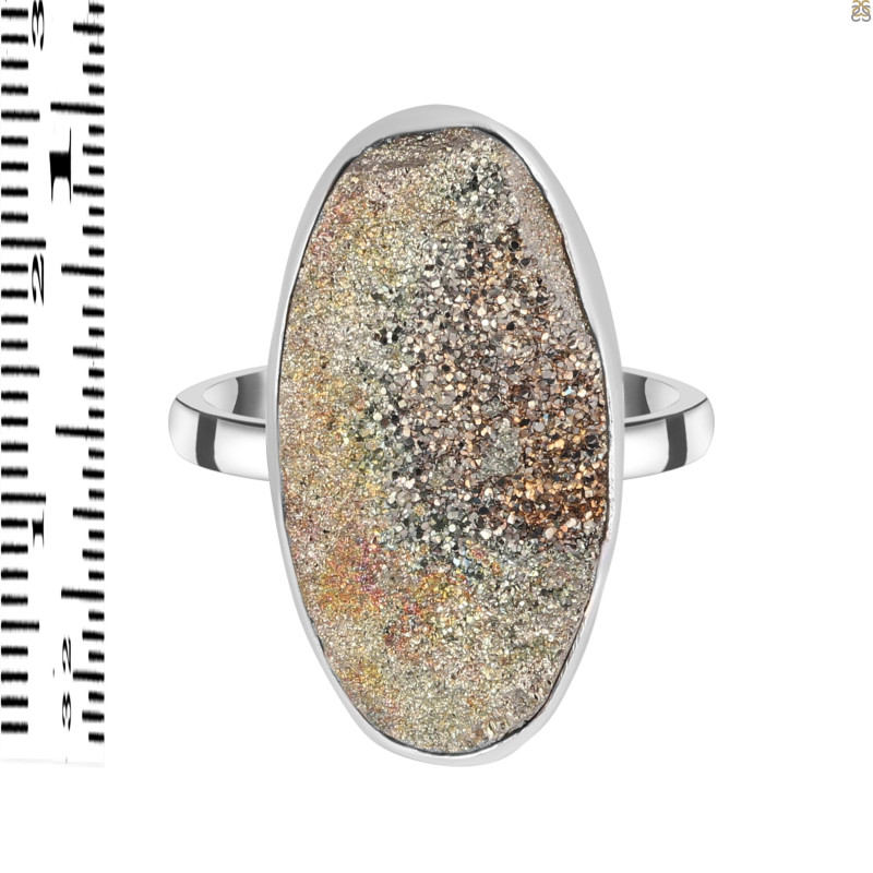 Spectropyrite Druzy Adjustable Ring-ADJ-R SPD-2-51