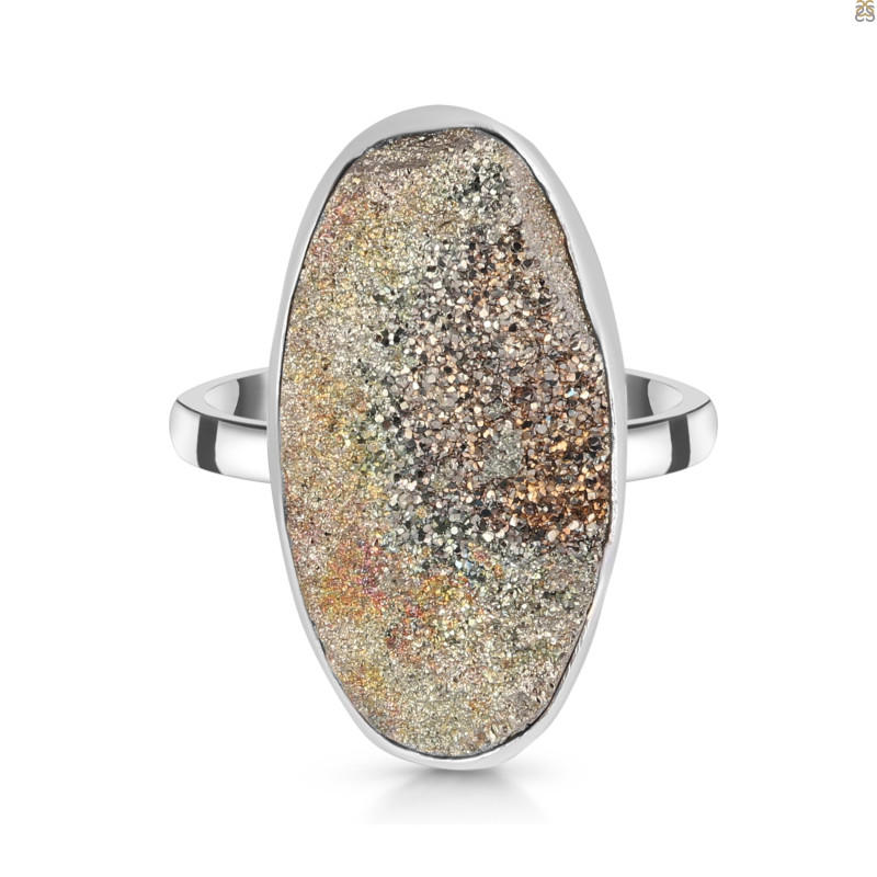 Spectropyrite Druzy Adjustable Ring-ADJ-R SPD-2-51