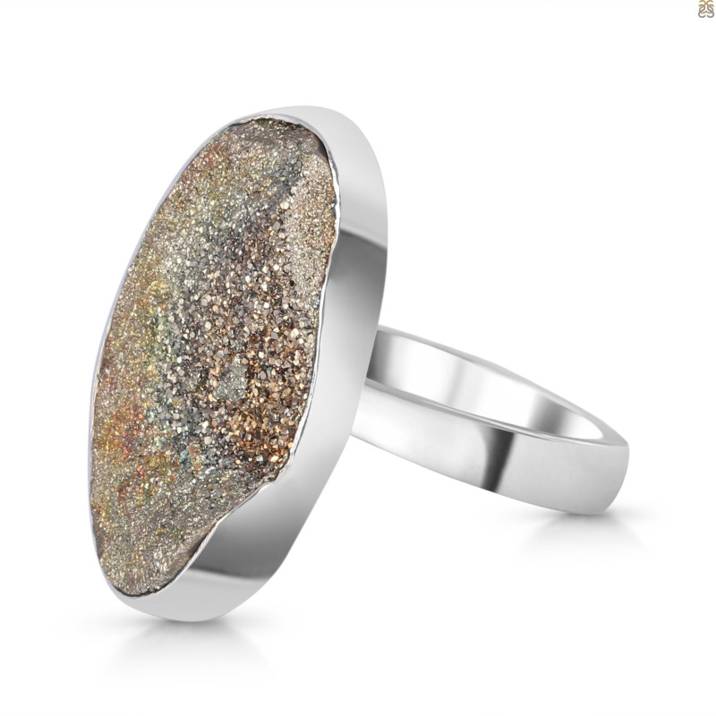 Spectropyrite Druzy Adjustable Ring-ADJ-R SPD-2-51