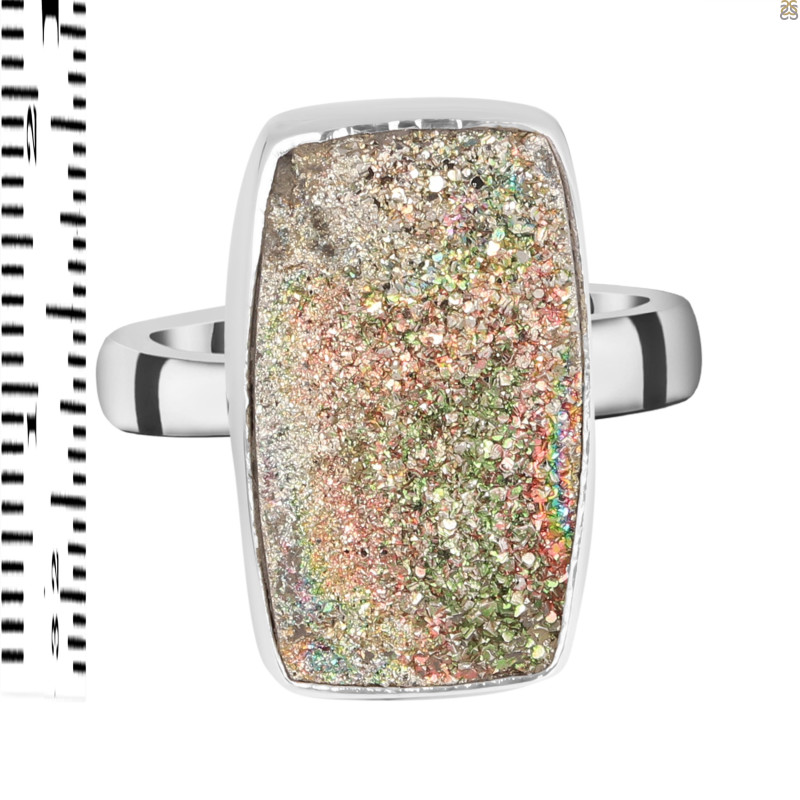 Spectropyrite Druzy Adjustable Ring-ADJ-R SPD-2-96