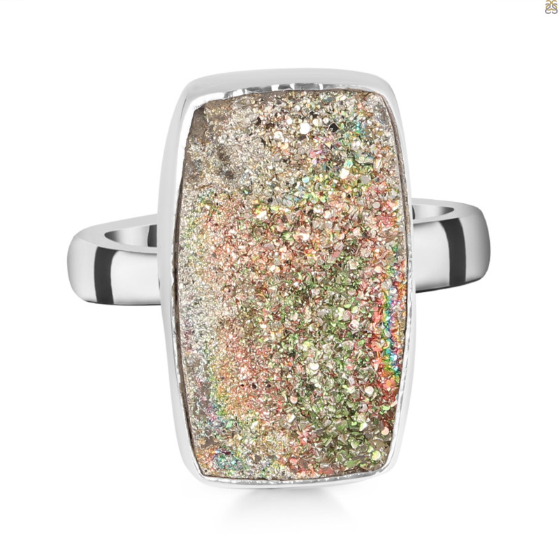 Spectropyrite Druzy Adjustable Ring-ADJ-R SPD-2-96