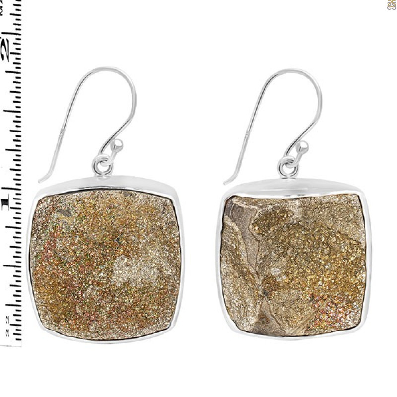 Spectropyrite Druzy Earring-E SPD-3-10