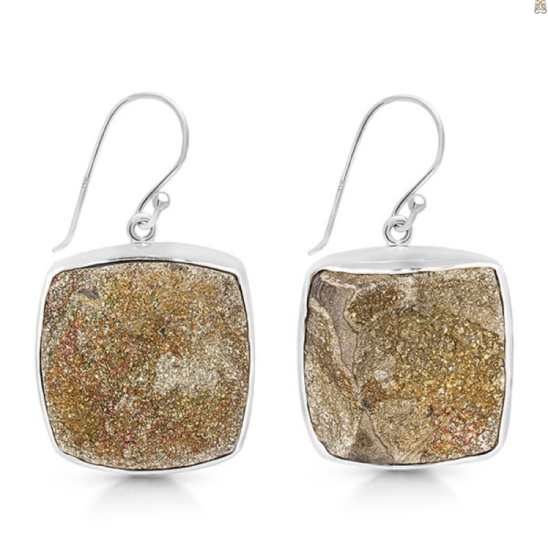 Spectropyrite Druzy Earring-E SPD-3-10