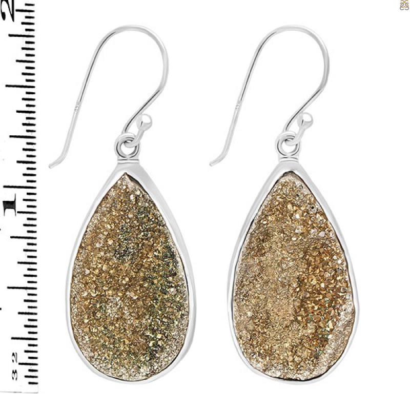 Spectropyrite Druzy Earring-E SPD-3-13