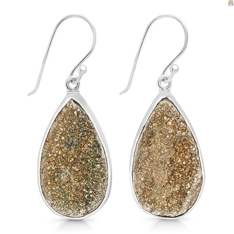 Spectropyrite Druzy Earring-E SPD-3-13