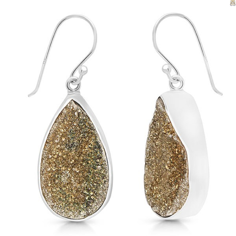 Spectropyrite Druzy Earring-E SPD-3-13
