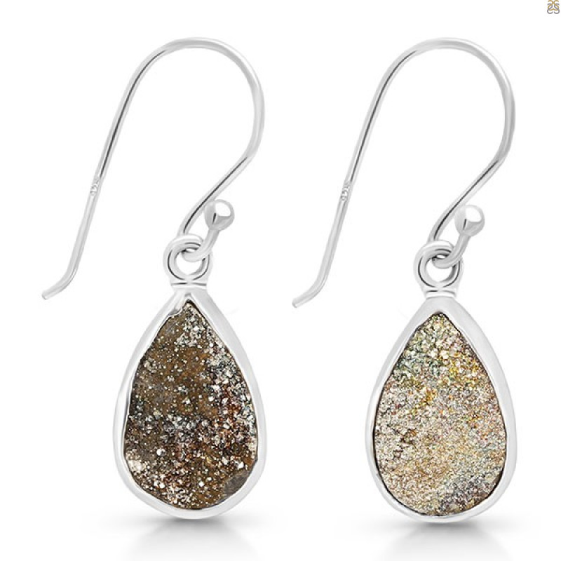 Spectropyrite Druzy Earring-E SPD-3-15