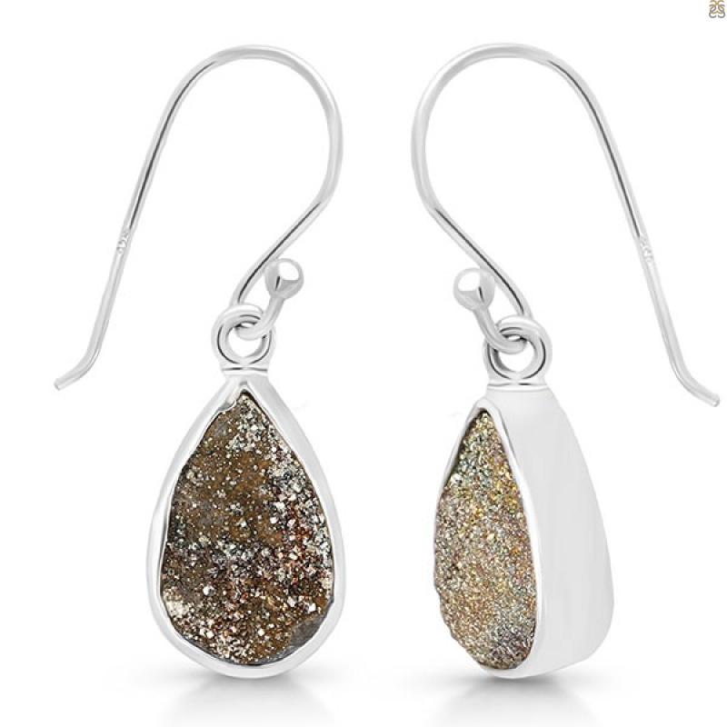 Spectropyrite Druzy Earring-E SPD-3-15