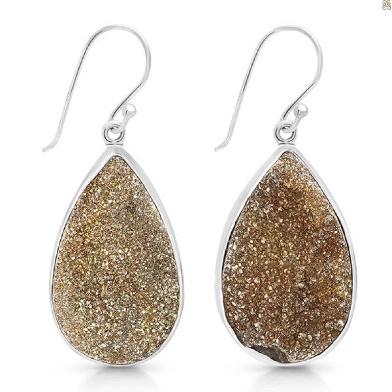 Spectropyrite Druzy Earring-E SPD-3-16