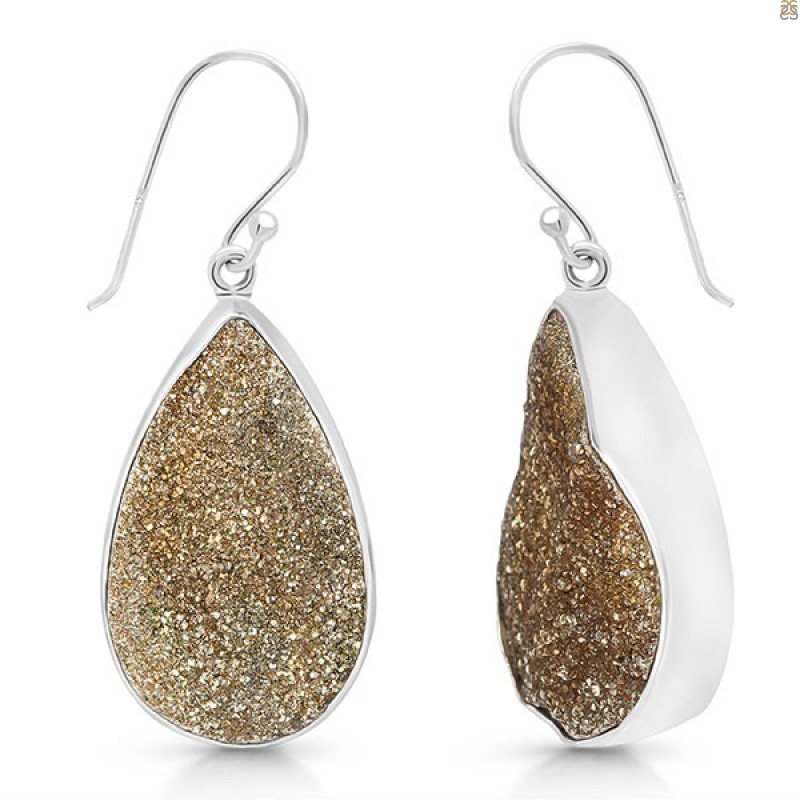 Spectropyrite Druzy Earring-E SPD-3-16