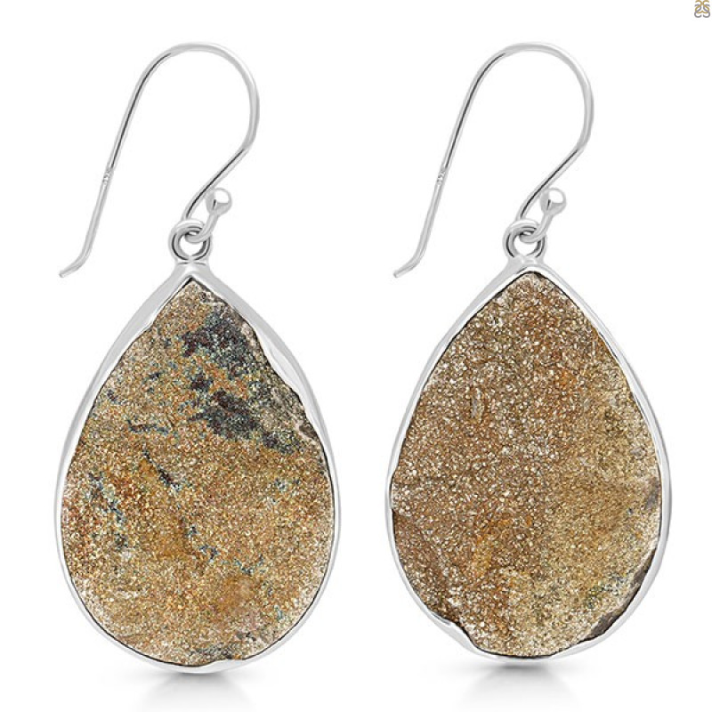 Spectropyrite Druzy Earring-E SPD-3-21