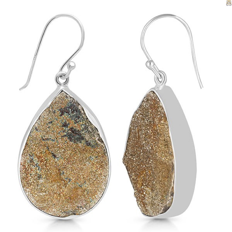 Spectropyrite Druzy Earring-E SPD-3-21