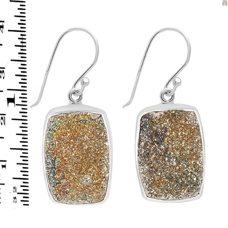 Spectropyrite Druzy Earring-E SPD-3-26