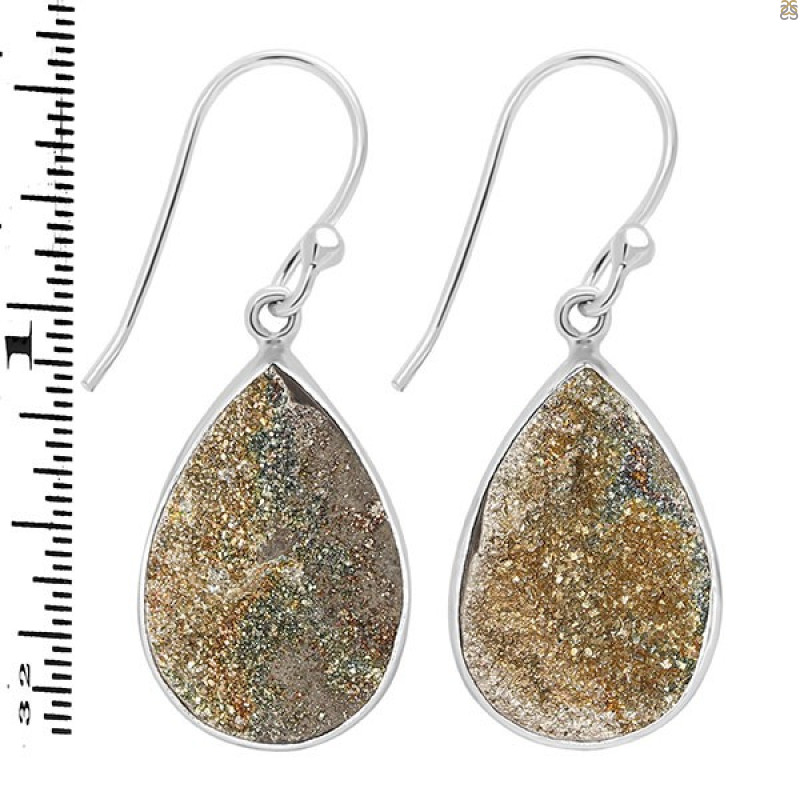 Spectropyrite Druzy Earring-E SPD-3-33