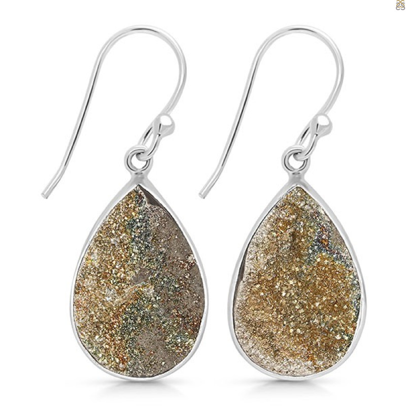 Spectropyrite Druzy Earring-E SPD-3-33