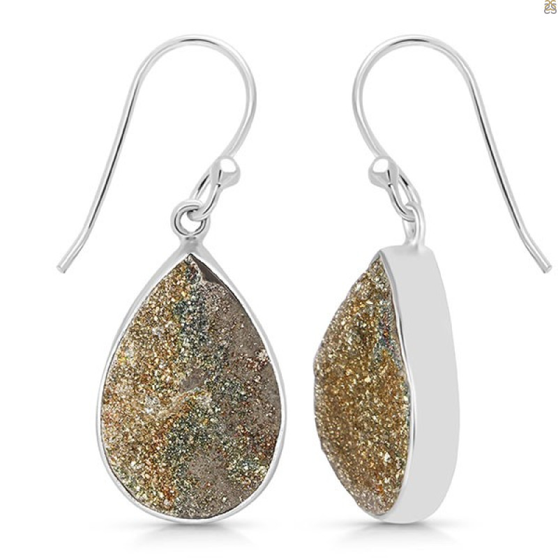 Spectropyrite Druzy Earring-E SPD-3-33