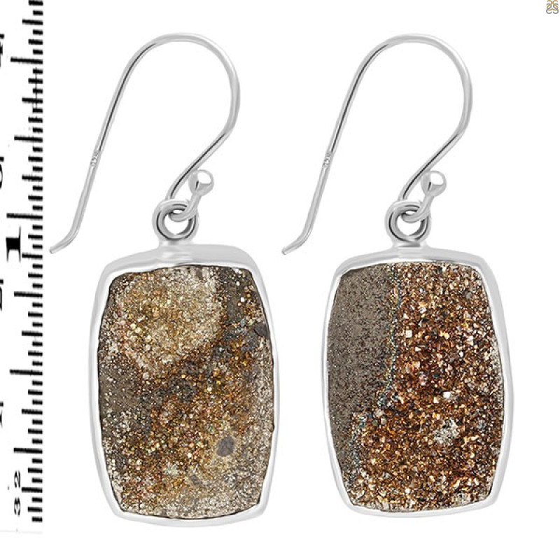 Spectropyrite Druzy Earring-E SPD-3-6