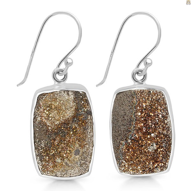 Spectropyrite Druzy Earring-E SPD-3-6