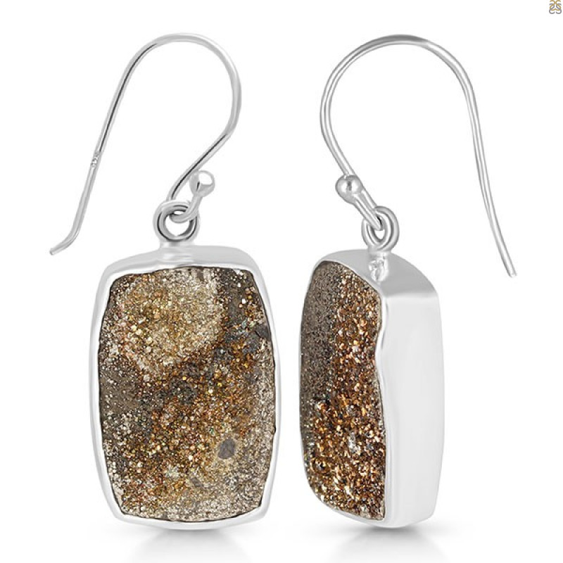 Spectropyrite Druzy Earring-E SPD-3-6