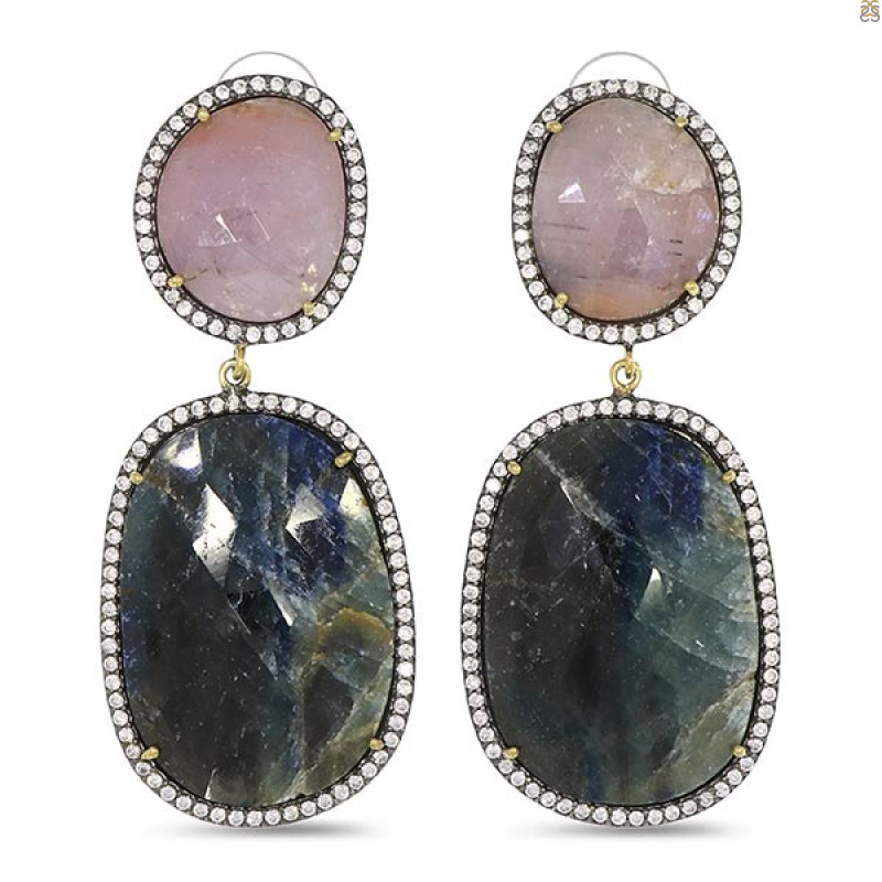 Multi Sapphire/White Topaz Earring-2E SPH-3-10