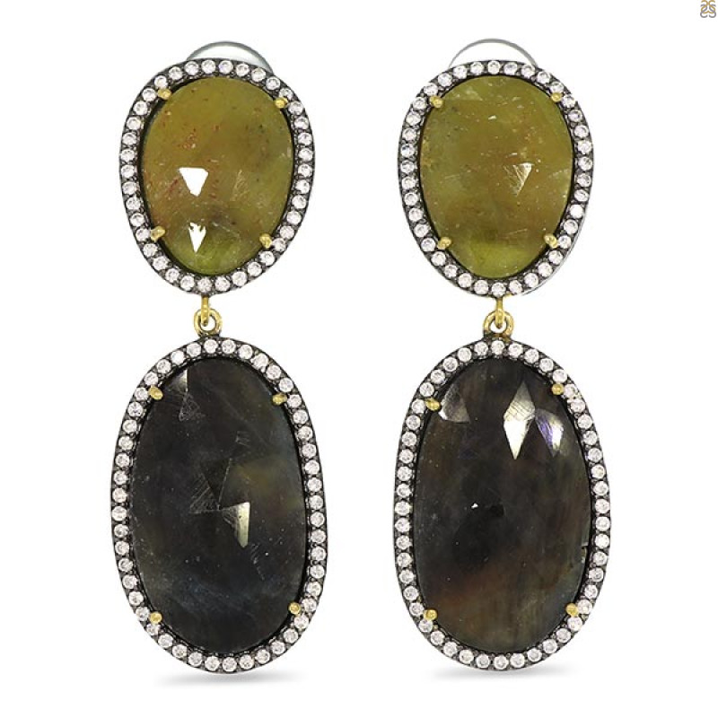 Multi Sapphire/White Topaz Earring-2E SPH-3-100