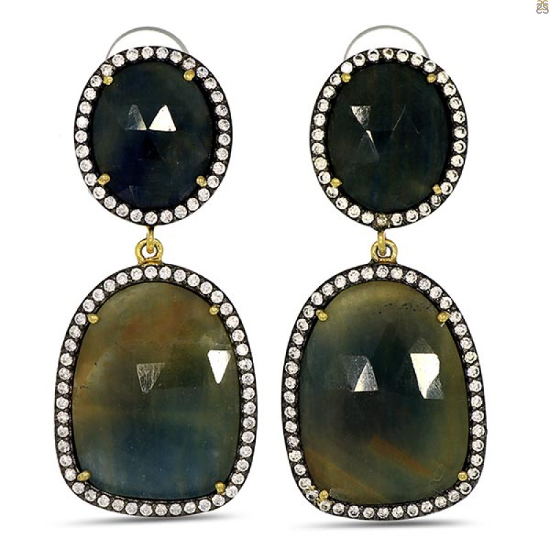 Multi Sapphire/White Topaz Earring-2E SPH-3-101