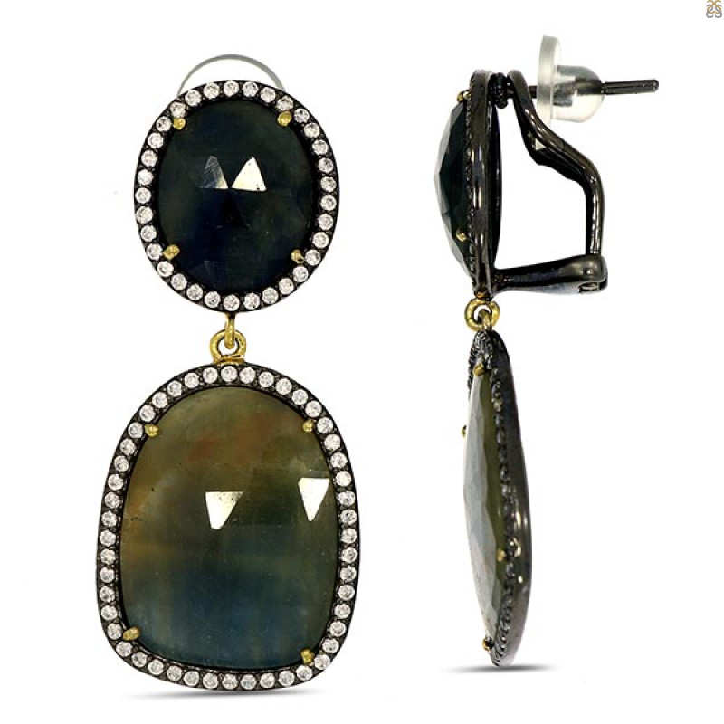 Multi Sapphire/White Topaz Earring-2E SPH-3-101