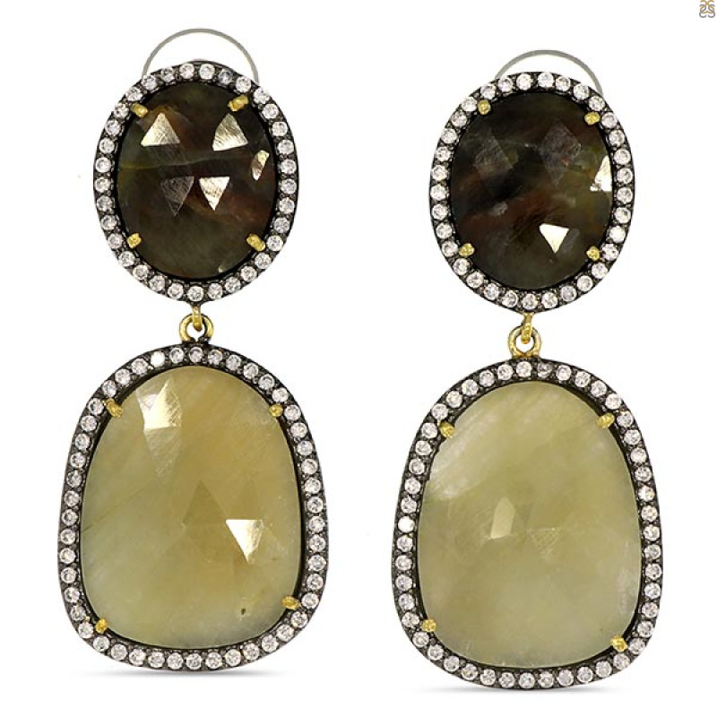 Multi Sapphire/White Topaz Earring-2E SPH-3-104