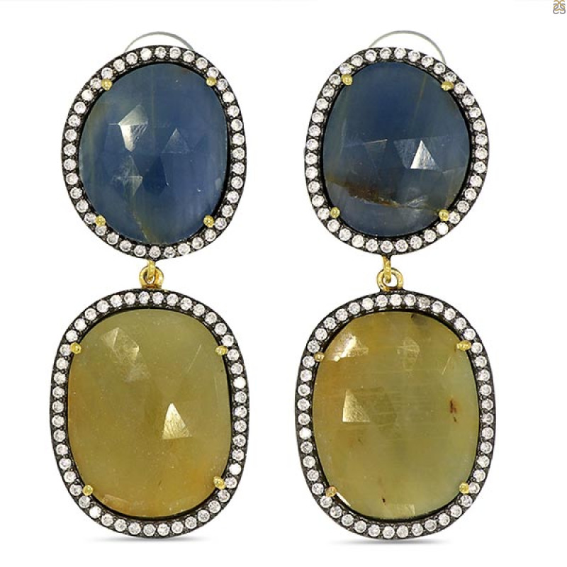 Multi Sapphire/White Topaz Earring-2E SPH-3-105