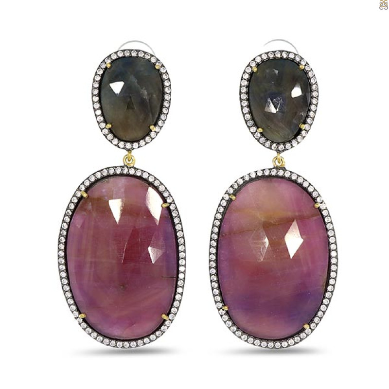 Multi Sapphire/White Topaz Earring-2E SPH-3-11