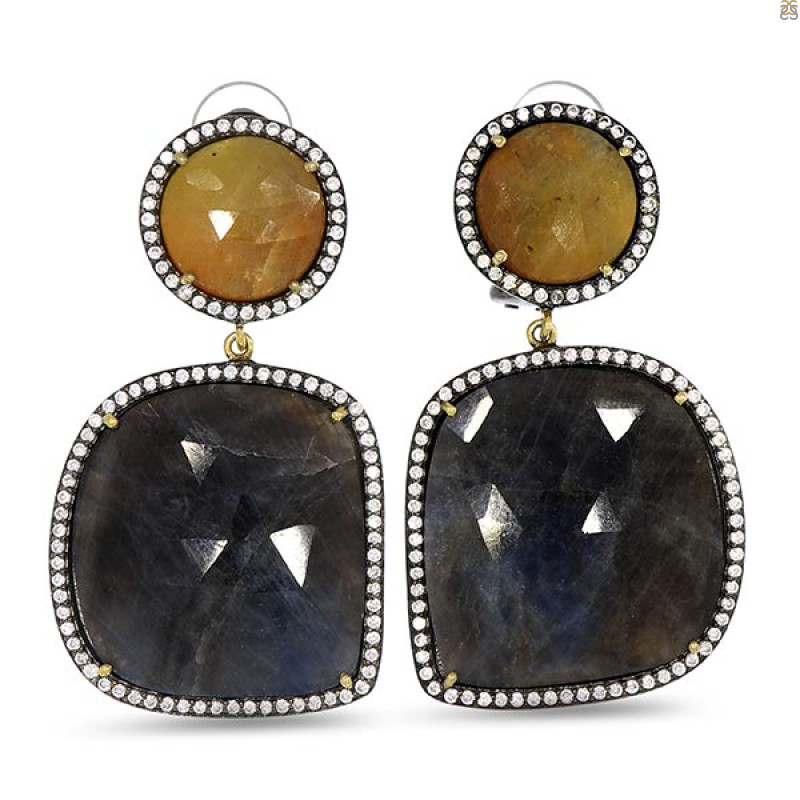 Multi Sapphire/White Topaz Earring-2E SPH-3-12