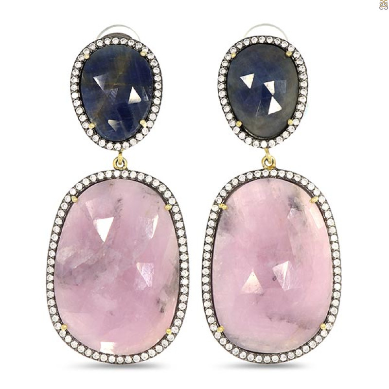 Multi Sapphire/White Topaz Earring-2E SPH-3-14