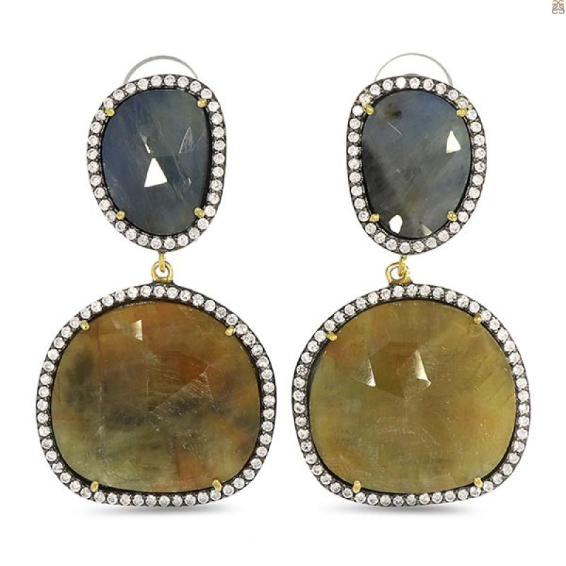 Multi Sapphire/White Topaz Earring-2E SPH-3-23
