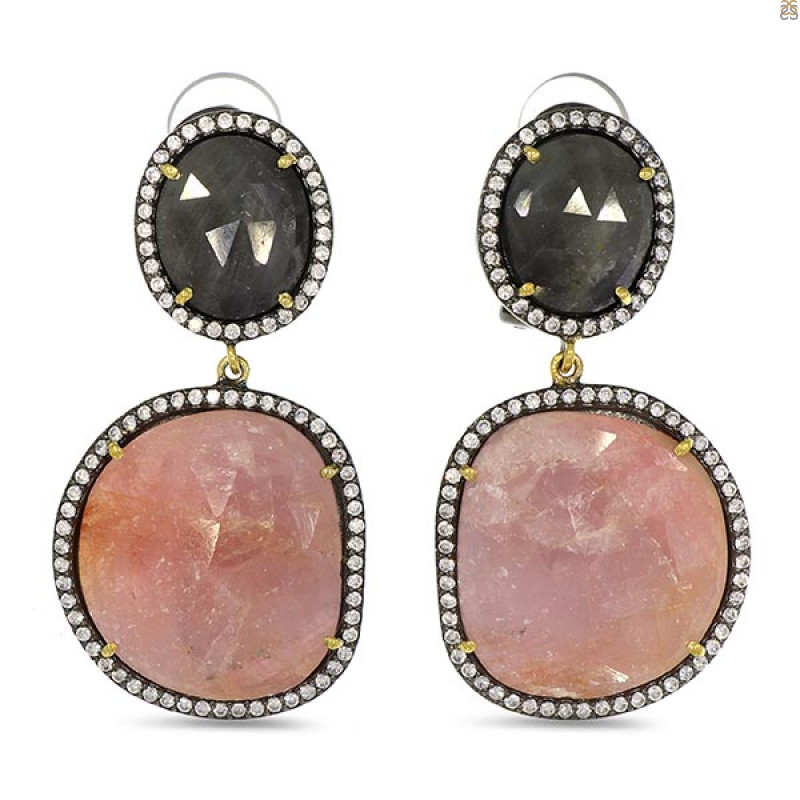 Multi Sapphire/White Topaz Earring-2E SPH-3-25