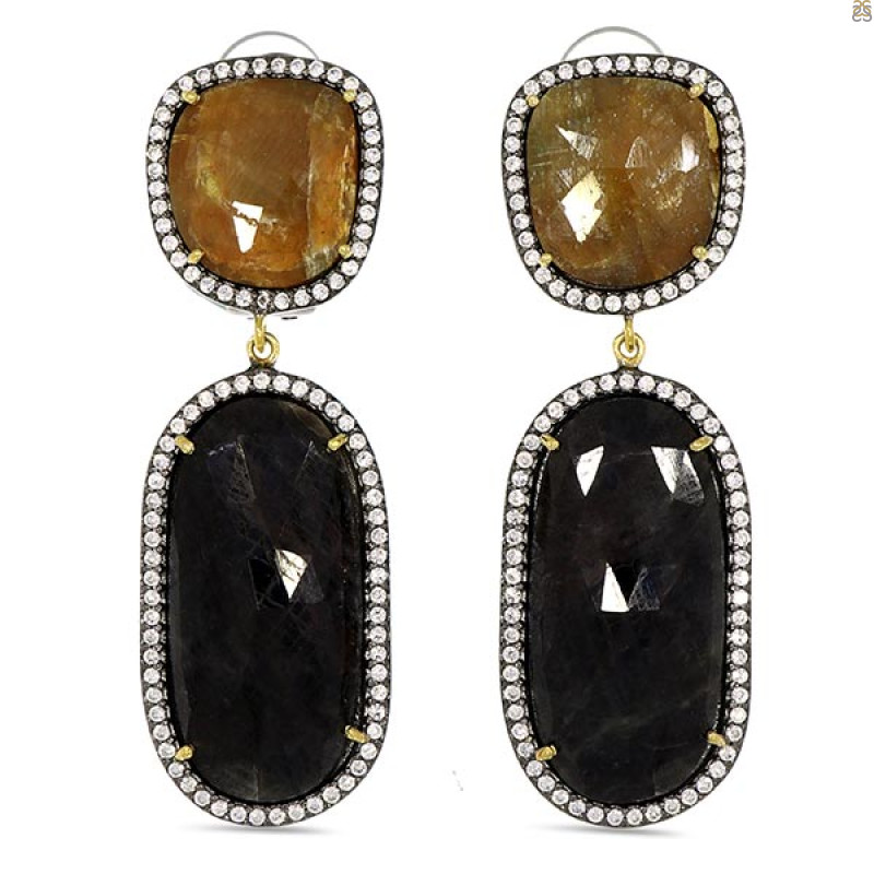 Multi Sapphire/White Topaz Earring-2E SPH-3-31
