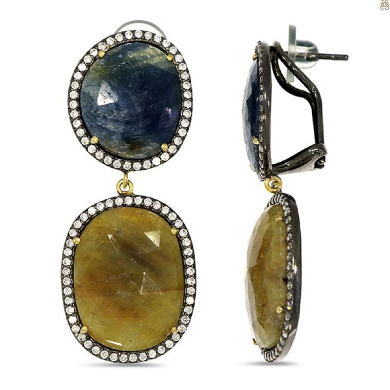 Multi Sapphire/White Topaz Earring-2E SPH-3-33