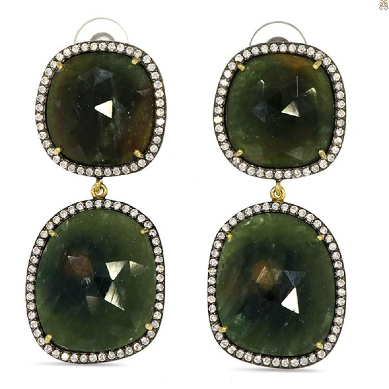 Multi Sapphire/White Topaz Earring-2E SPH-3-38