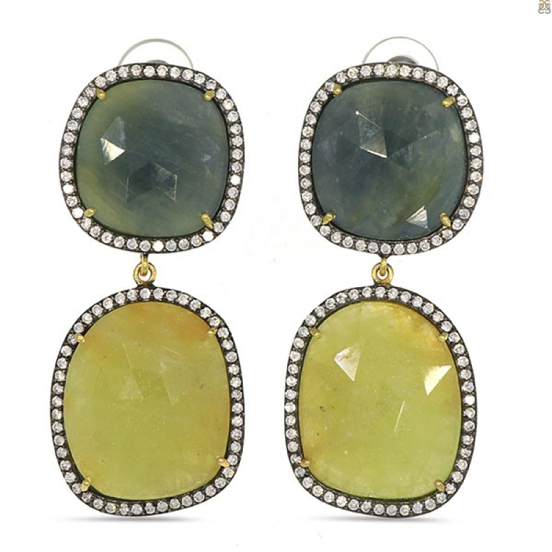 Multi Sapphire/White Topaz Earring-2E SPH-3-39