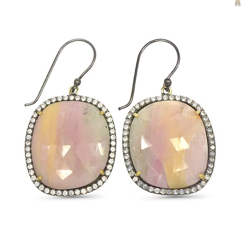 Multi Sapphire/White Topaz Earring-2E SPH-3-4