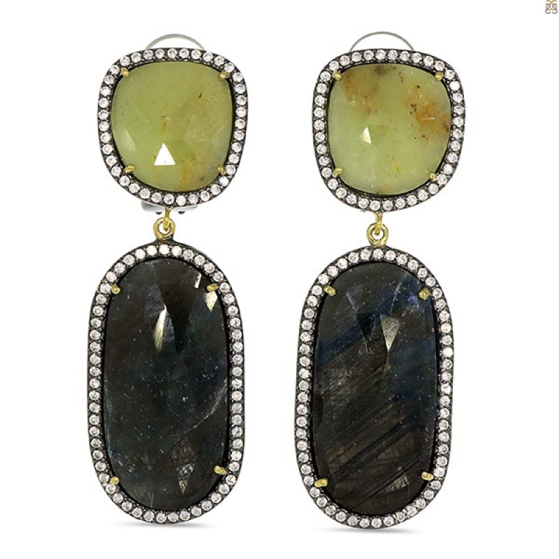 Multi Sapphire/White Topaz Earring-2E SPH-3-41