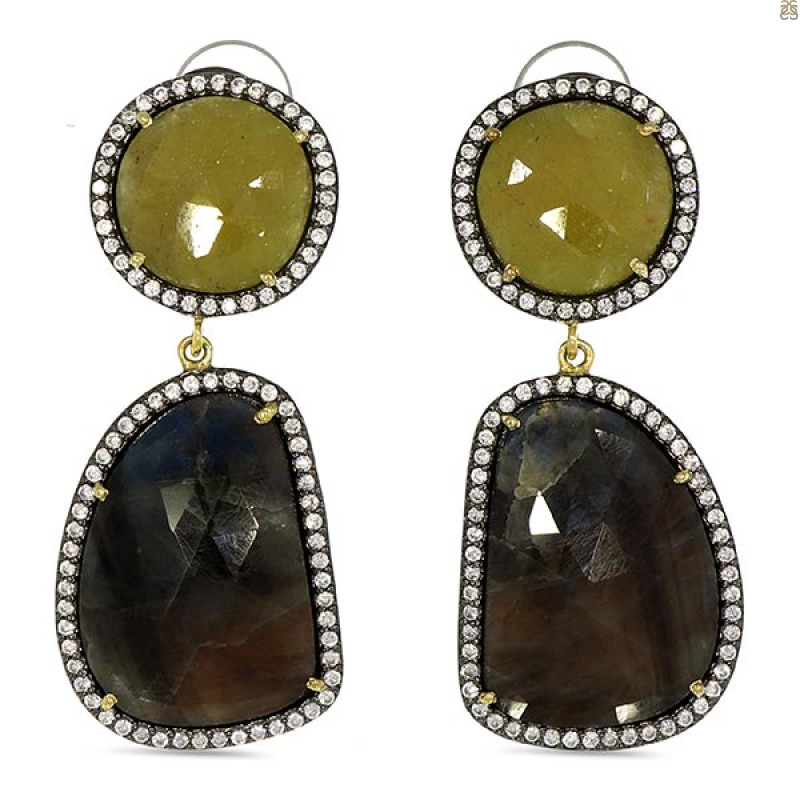Multi Sapphire/White Topaz Earring-2E SPH-3-45