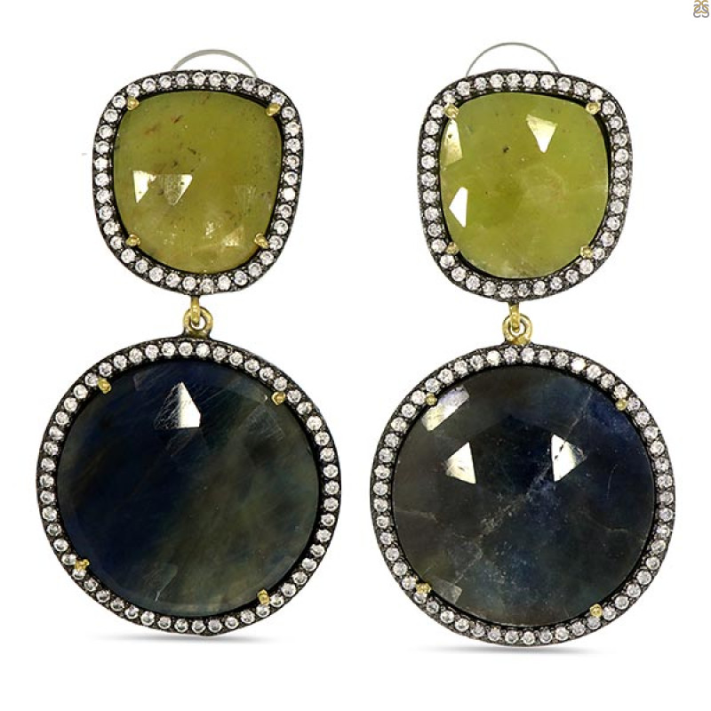 Multi Sapphire/White Topaz Earring-2E SPH-3-47