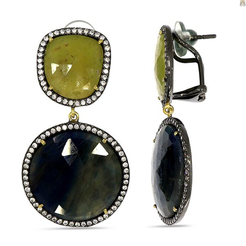 Multi Sapphire/White Topaz Earring-2E SPH-3-47