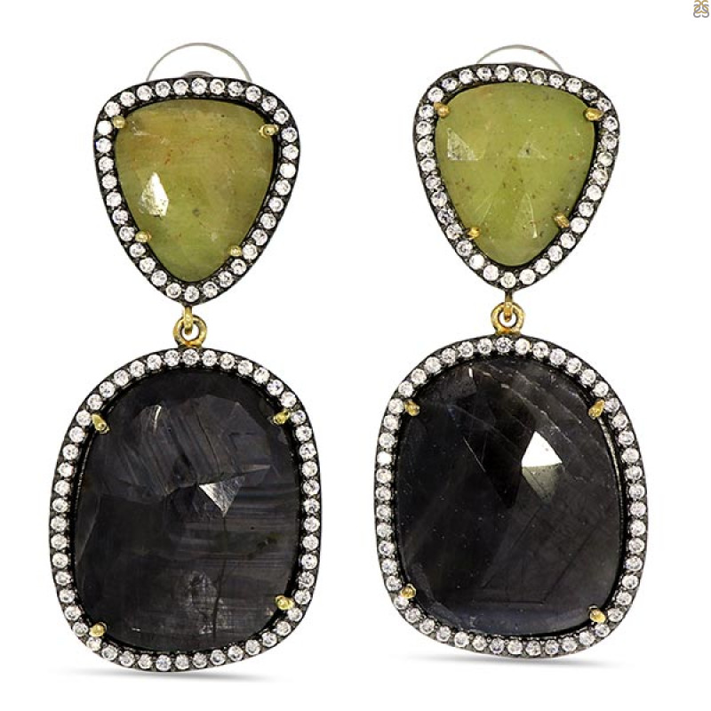 Multi Sapphire/White Topaz Earring-2E SPH-3-50