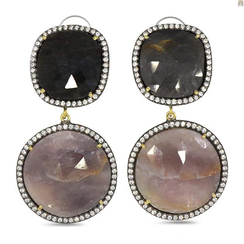Multi Sapphire/White Topaz Earring-2E SPH-3-52